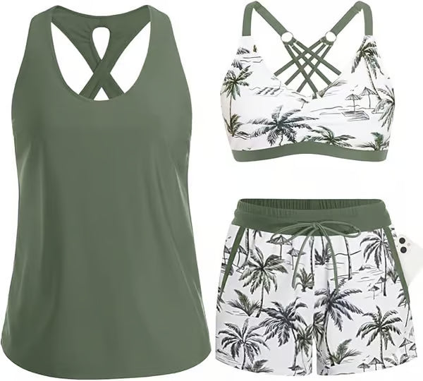 3 Piece Tankini with Shorts 🔥