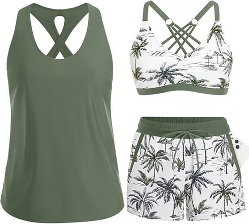 3 Piece Tankini with Shorts 🔥