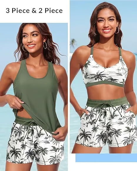 3 Piece Tankini with Shorts 🔥