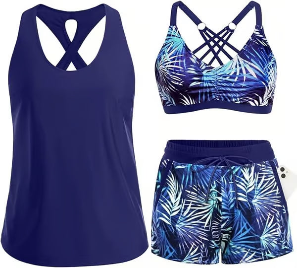 3 Piece Tankini with Shorts 🔥
