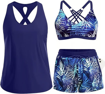 3 Piece Tankini with Shorts 🔥