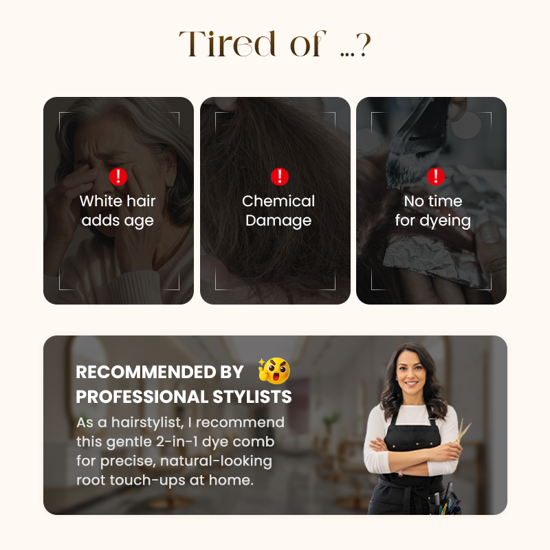 🔥Last Day Sale Buy 1 Get 1 Free⏰2-in-1 Convenient Hair Dye Comb For Gray Hair