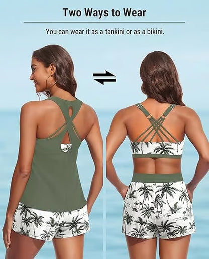 3 Piece Tankini with Shorts 🔥