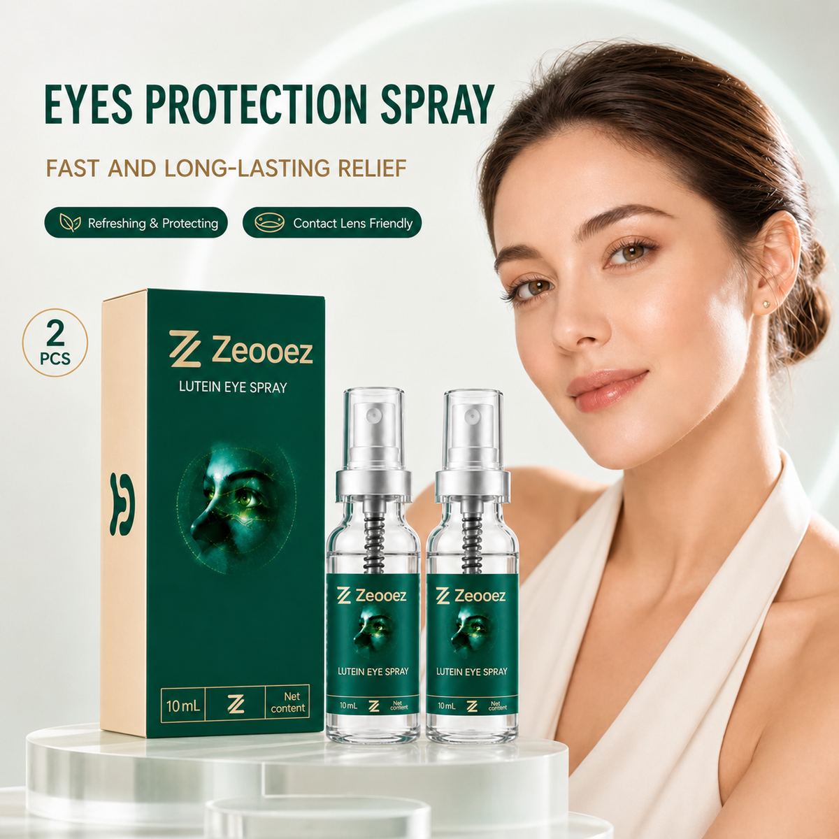 Zeooez Lutein Eye Spray,  Refreshing Eye Mist with Calendula, Lutein & Vitamin E, Contact Lens Friendly, 10 mL Each