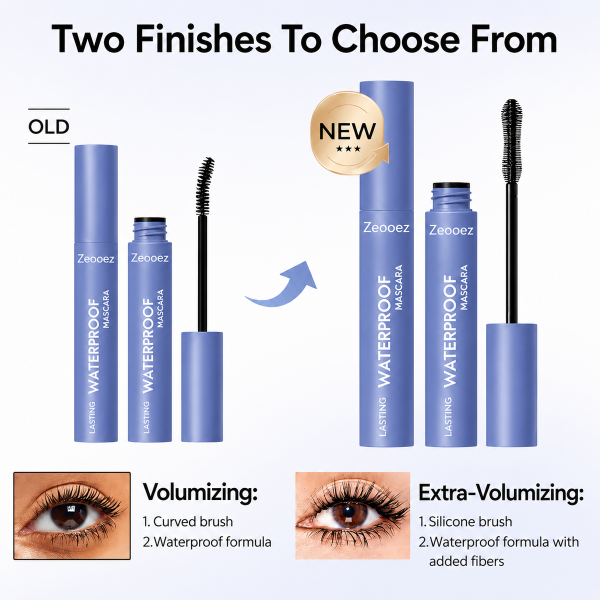 Zeooez Waterproof Black Mascara for Fuller, Longer Lashes