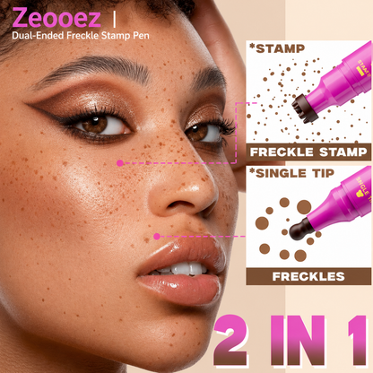 Dual-Ended Freckle Stamp Pen – Realistic Faux Freckles Makeup with Soft Sponge Stamp & Precision Tip – Waterproof Long-Lasting Freckle Marker for Natural or Bold Looks