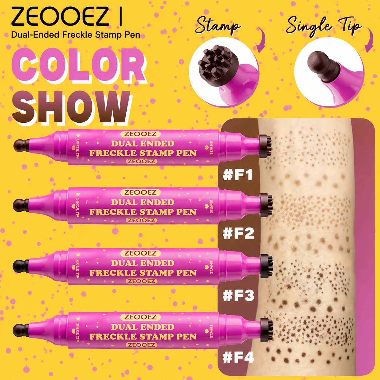 Dual-Ended Freckle Stamp Pen – Realistic Faux Freckles Makeup with Soft Sponge Stamp & Precision Tip – Waterproof Long-Lasting Freckle Marker for Natural or Bold Looks