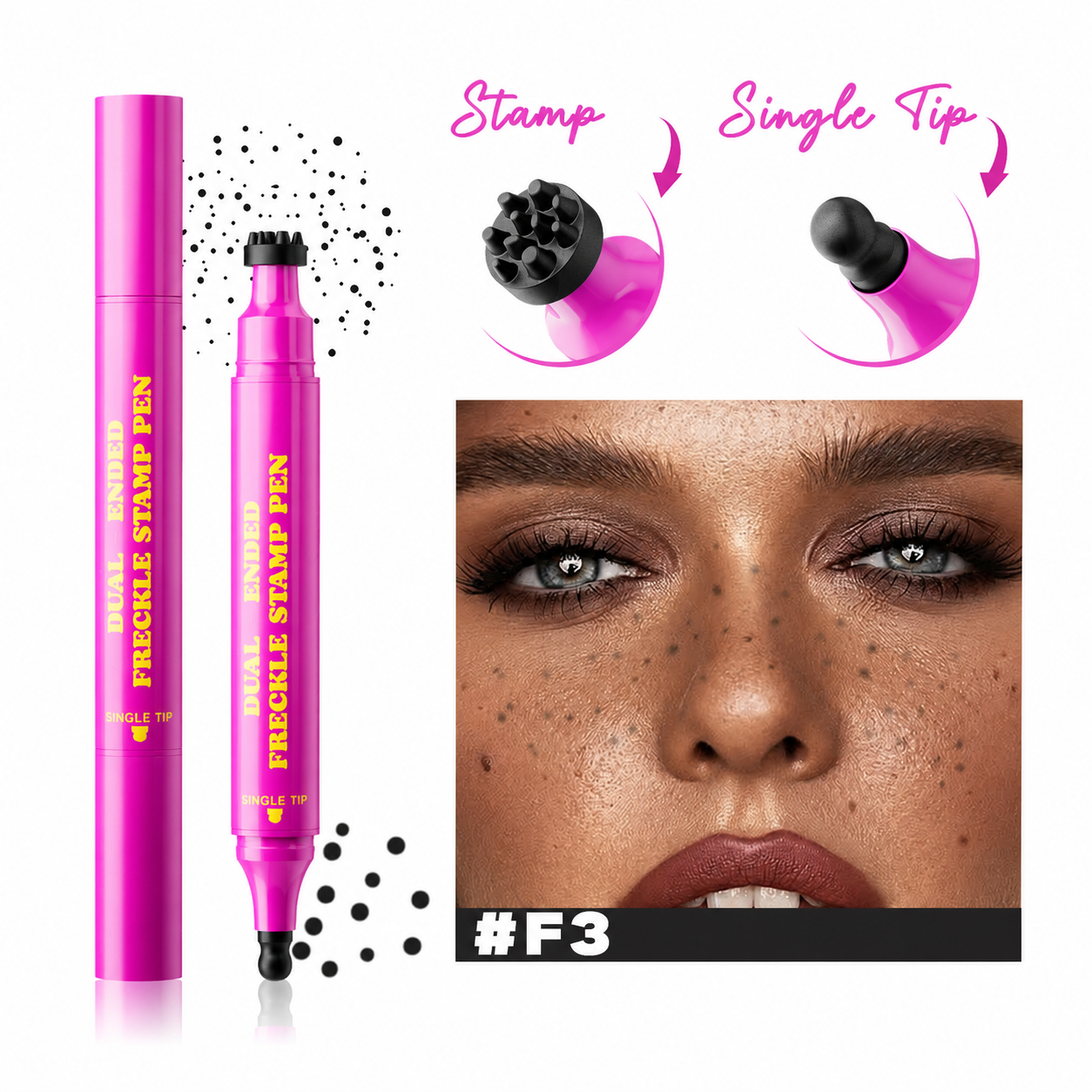 Zeooez Dual-Ended Freckle Stamp Pen – Waterproof Faux Freckle Makeup Marker for Natural, Realistic Looks