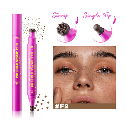 Dual-Ended Freckle Stamp Pen – Realistic Faux Freckles Makeup with Soft Sponge Stamp & Precision Tip – Waterproof Long-Lasting Freckle Marker for Natural or Bold Looks