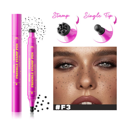 Dual-Ended Freckle Stamp Pen – Realistic Faux Freckles Makeup with Soft Sponge Stamp & Precision Tip – Waterproof Long-Lasting Freckle Marker for Natural or Bold Looks