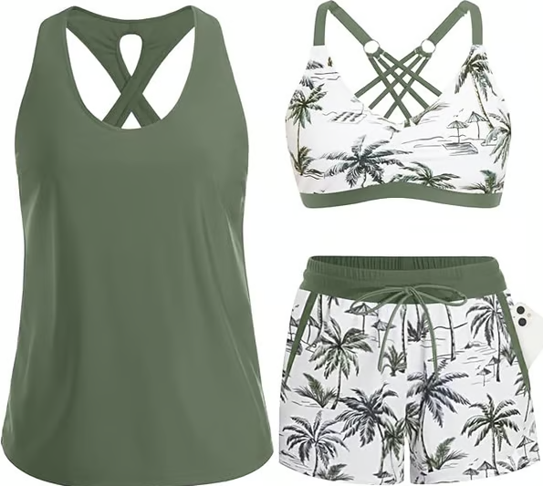 3 Piece Tankini with Shorts 🔥