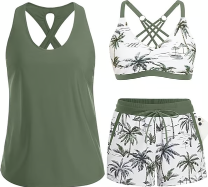 3 Piece Tankini with Shorts 🔥