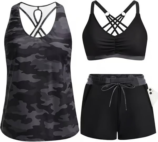 3 Piece Tankini with Shorts 🔥