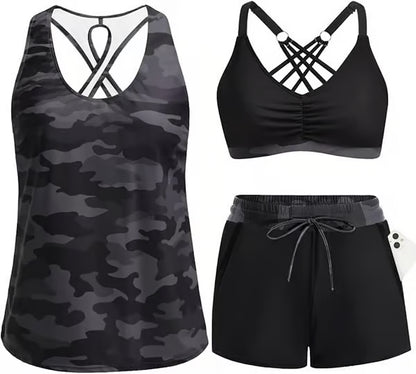 3 Piece Tankini with Shorts 🔥