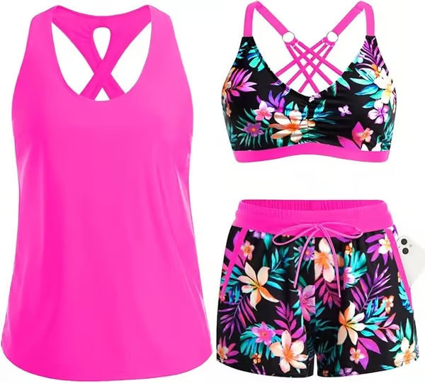 3 Piece Tankini with Shorts 🔥